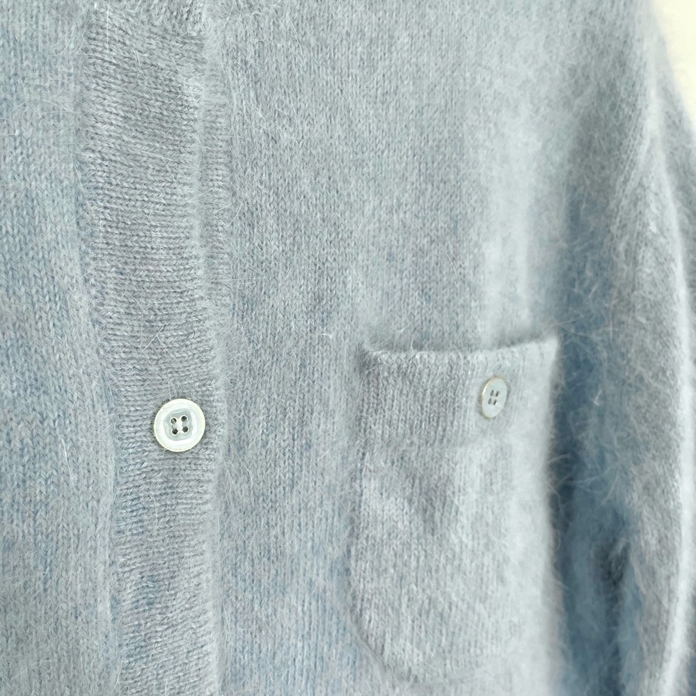 Patty Kim NY Jacket Womens Small S Baby Blue Angora Gold Button Preppy Cardigan - Picture 8 of 11
